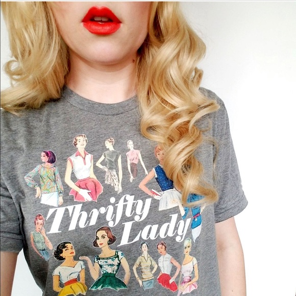 Gray Thrifty Lady T-Shirt | Small - Picture 2 of 6